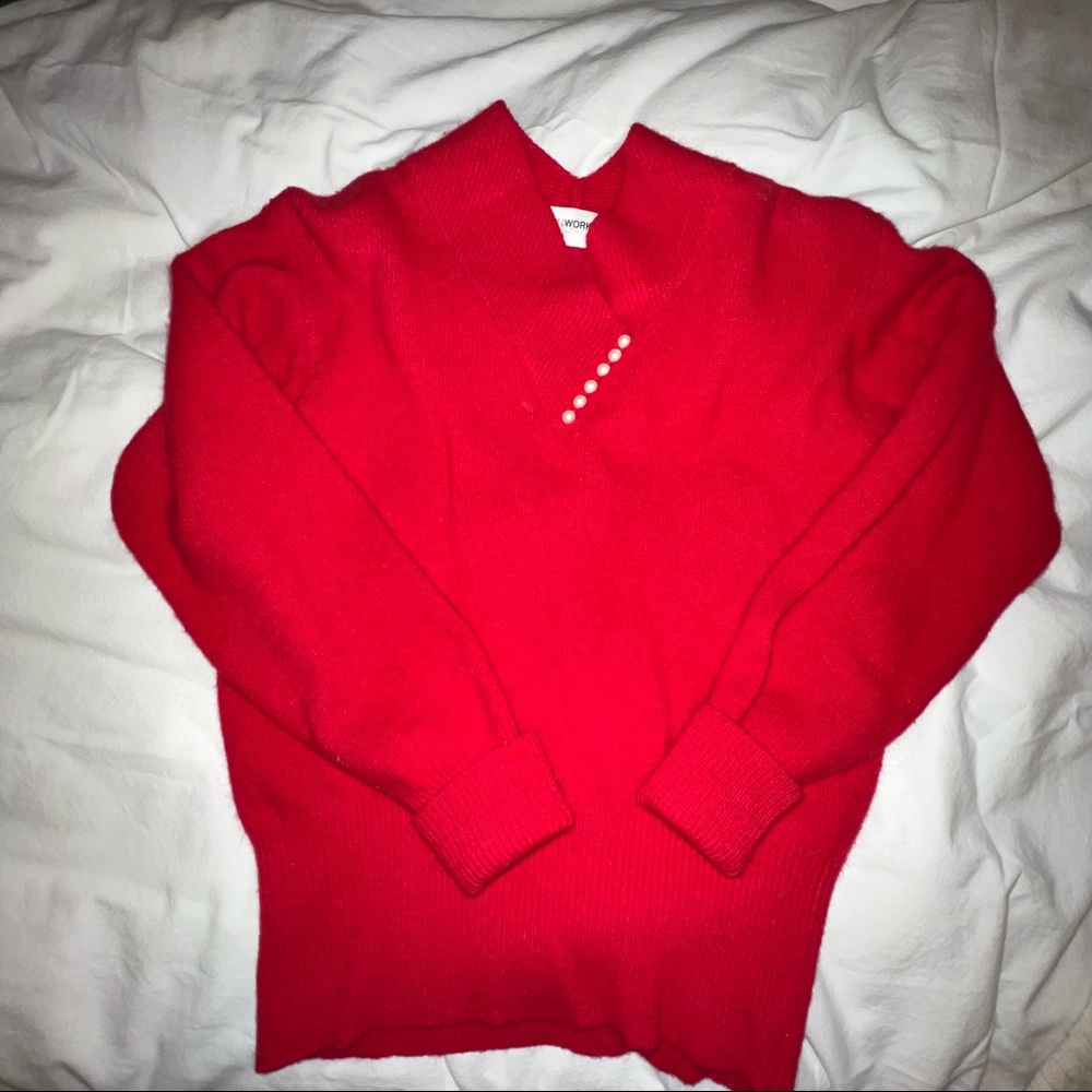 Beautiful Vintage sweater with pearl buttons v neck
